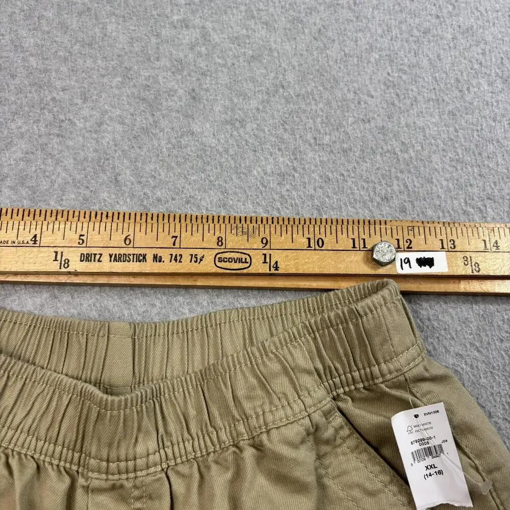 Gap Kids Pants Boys XXL 14-16 Khaki Cargo Barrel Leg Zip Pocket Youth Uniform
